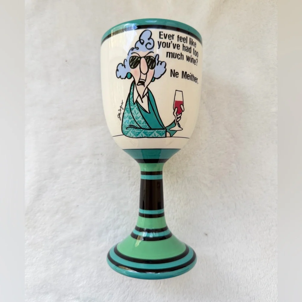 Hallmark Maxine Ceramic Goblet Wine Glass Girls Night Book Club Whimsical Funny